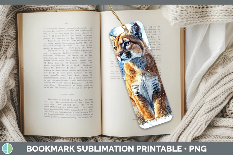 Winter Wild Cats Puma Concolor Bookmark Sublimation Printabl