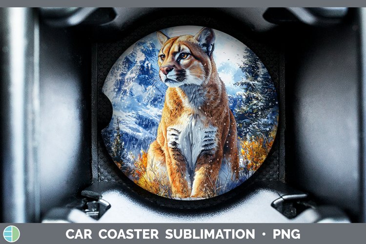 Winter Wild Cats Puma Concolor Car Coaster Sublimation Coast
