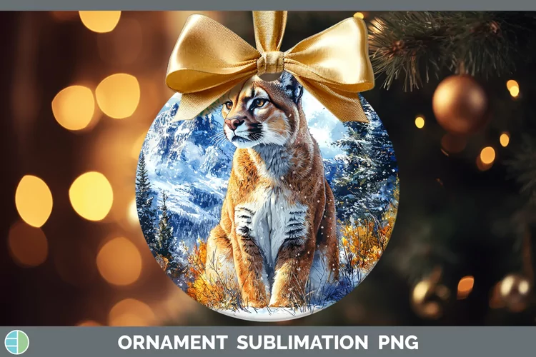 Winter Wild Cats Puma Concolor Ornament Sublimation Bauble D