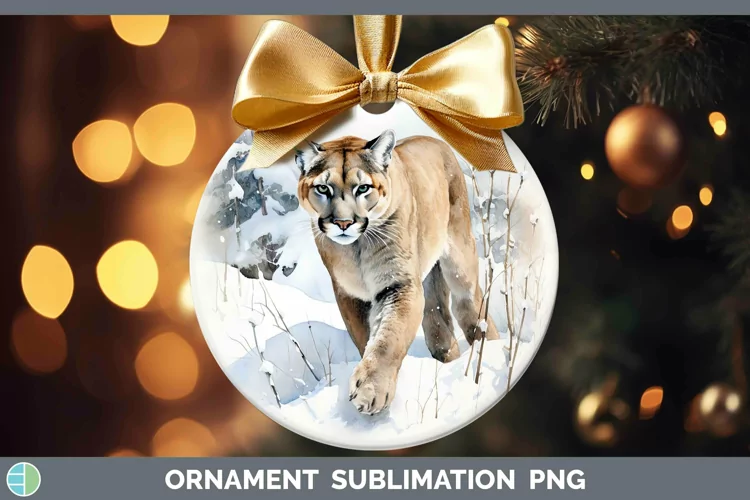 Winter Wild Cats Puma Concolor Ornament Sublimation Bauble D