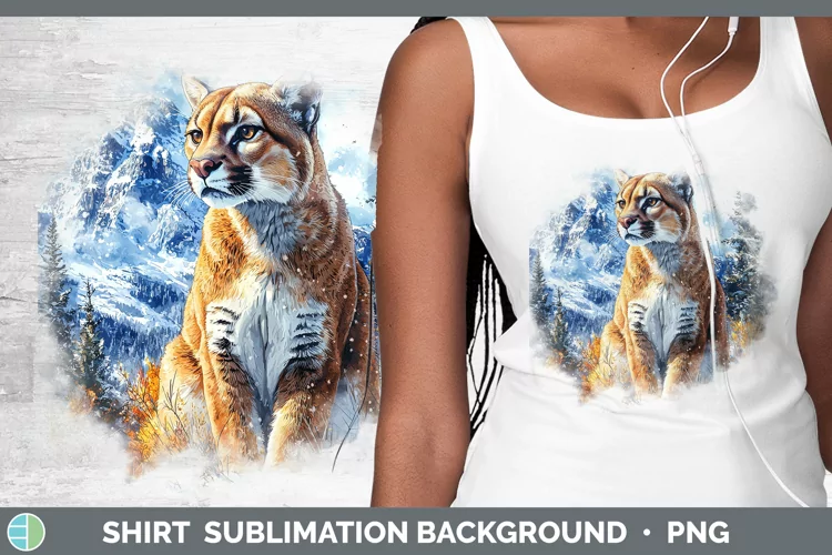 Winter Wild Cats Puma Concolor Shirt Sublimation Sublimation