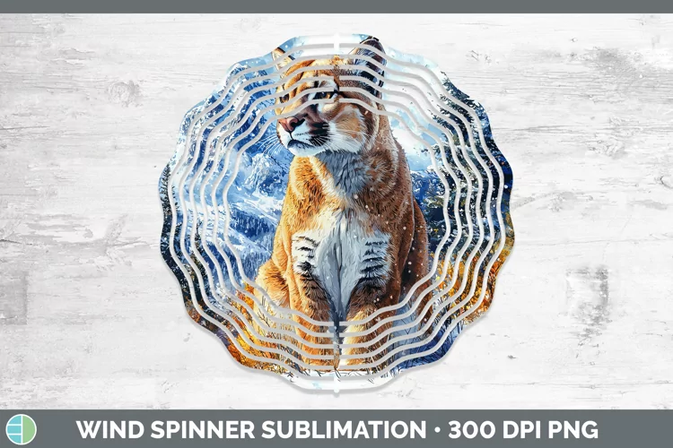 Winter Wild Cats Puma Concolor Wind Spinner Sublimation Spin