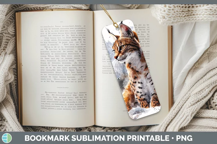 Winter Wild Cats Serval Cat Bookmark Sublimation Printable D