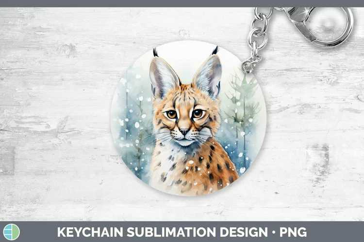 Winter Wild Cats Serval Cat Keychain Sublimation Keyring Des