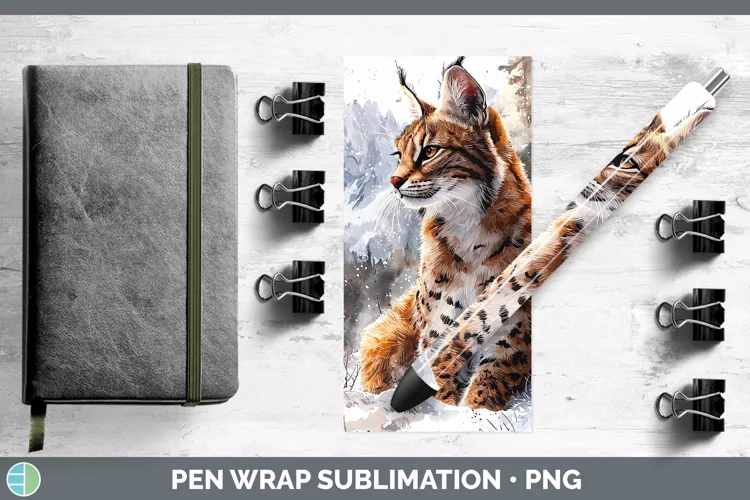 Winter Wild Cats Serval Cat Pen Wrap Sublimation Pen Designs