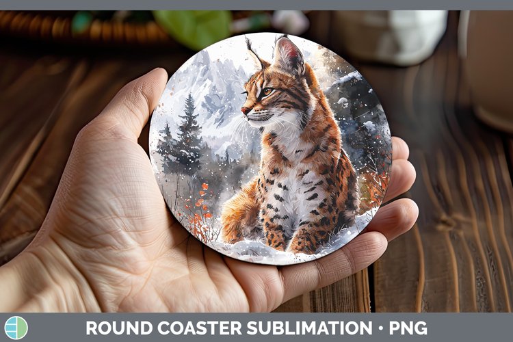 GorgeousWinter Wild Cats Round Coaster design.