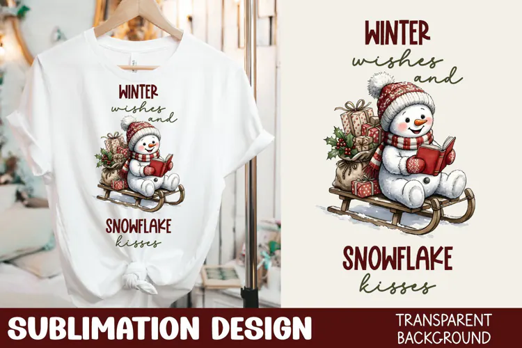 Winter Wishes Snowflake Kisses Tshirt Sublimation