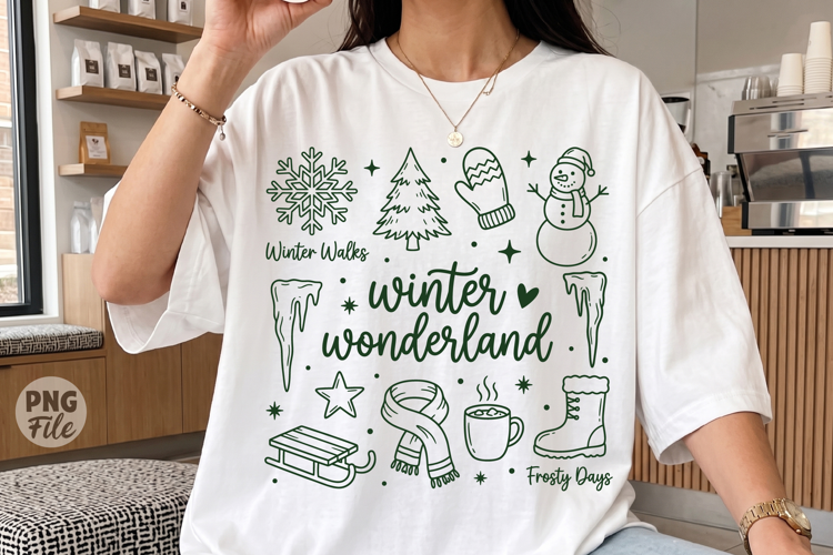 Winter Wonderland Christmas PNG,Retro Holiday Doodle