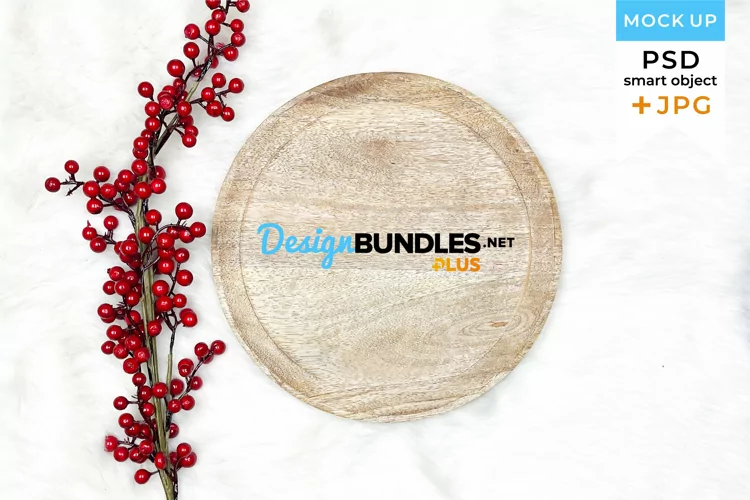 Wood plate mockup Winter | Wood plate mockup Christmas