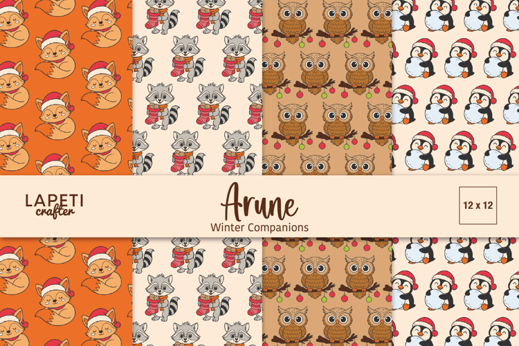 Winter Woodland Animal Digital Papers | Scrapbooking Paper