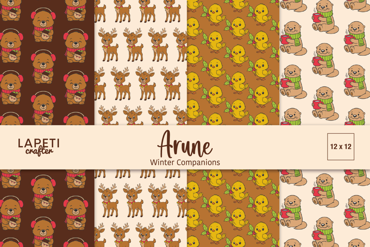 Winter Animal Digital Papers | Christmas Backgrounds