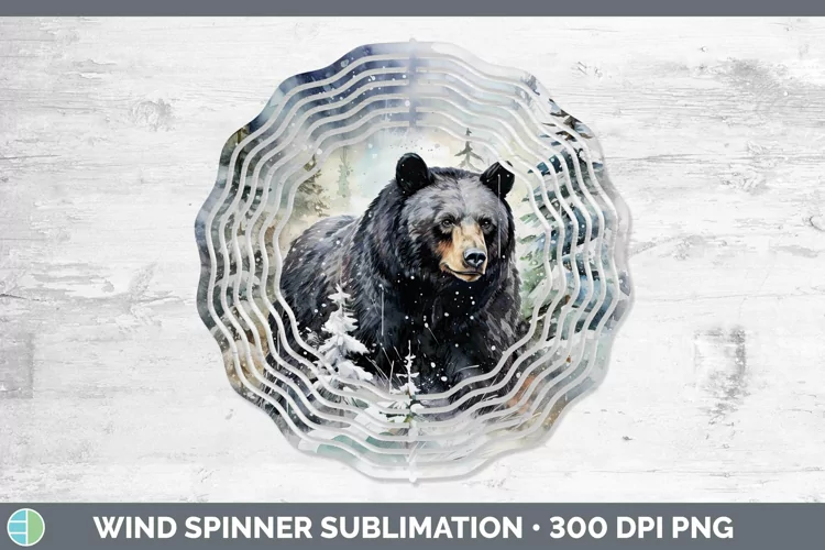 Winter Woodland Animals Black Bear Wind Spinner Sublimation
