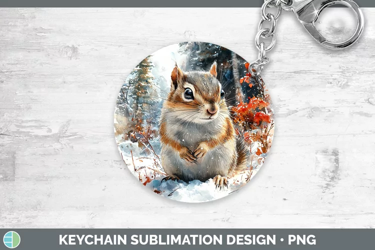 Winter Woodland Animals Chipmunk Keychain Sublimation Keyrin