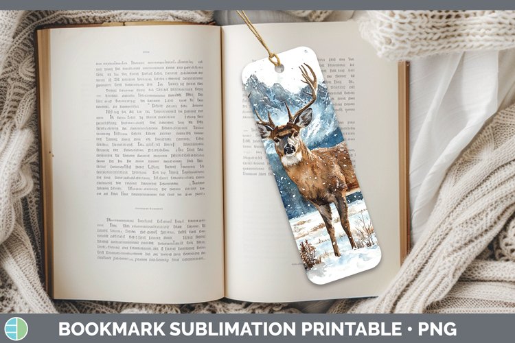 Winter Woodland Animals Deer Bookmark Sublimation Printable