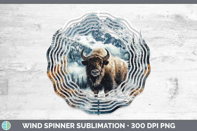 Winter Woodland Animals Musk Ox Wind Spinner Sublimation Spi