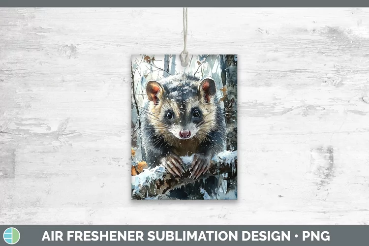 Winter Woodland Animals Opossum Air Freshener Sublimation Ca