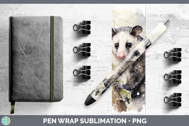 Winter Woodland Animals Opossum Pen Wrap Sublimation Pen Des