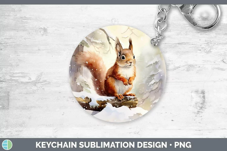 Winter Woodland Animals Squirrel Keychain Sublimation Keyrin