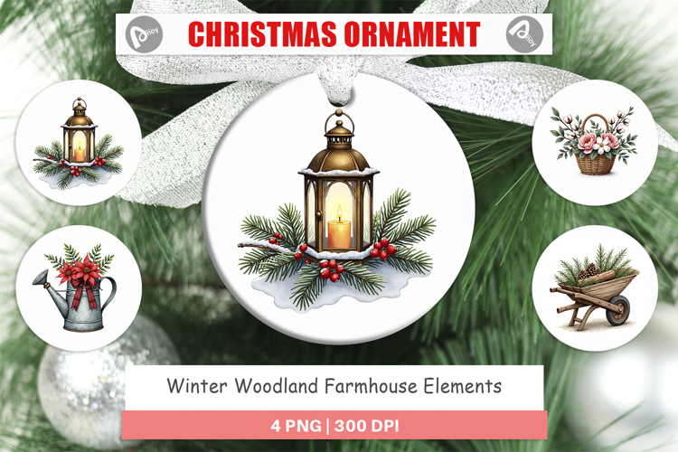 Winter Woodland Farmhouse Ornament