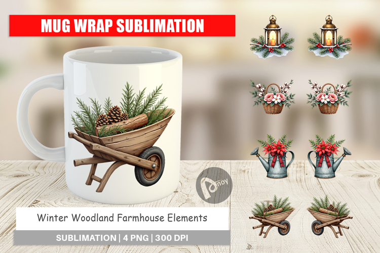Winter Woodland Farmhouse Mug Wrap