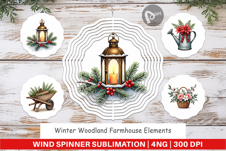 Winter Woodland Farmhouse Wind Spinner