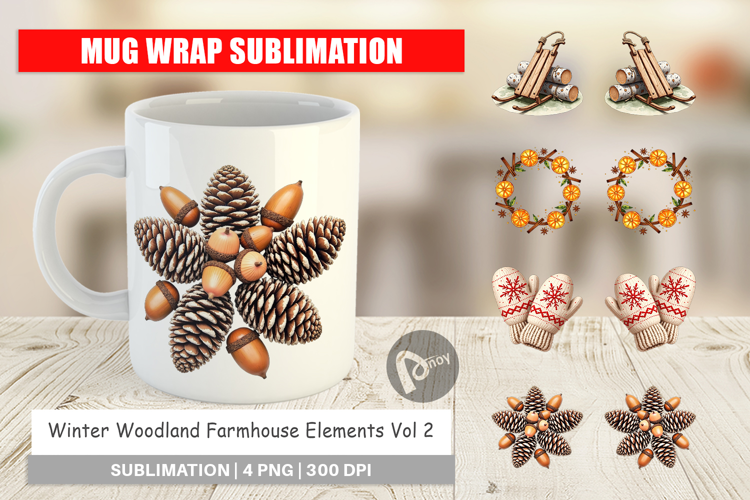 Winter Woodland Farmhouse Mug Wrap