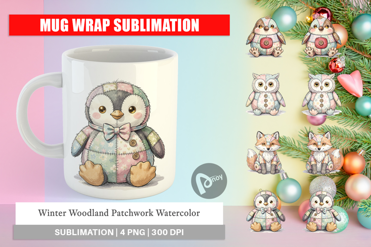 Winter Woodland Patchwork Mug Wrap