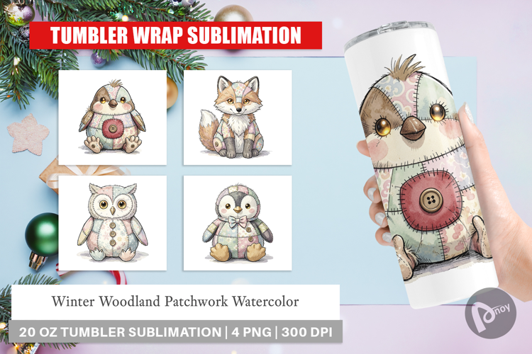 Winter Woodland Patchwork Tumbler