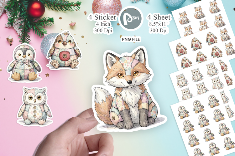 Winter Woodland Patchwork Sticker