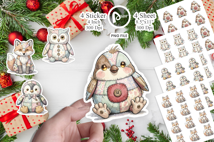 Winter Woodland Patchwork Sticker
