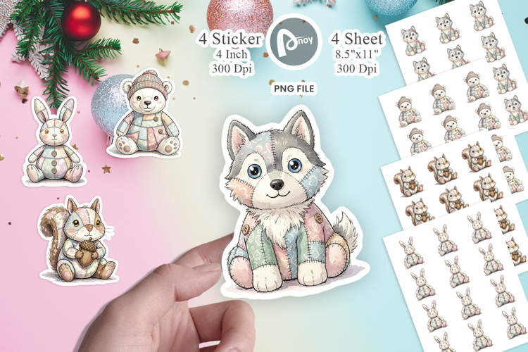 Winter Woodland Patchwork Sticker
