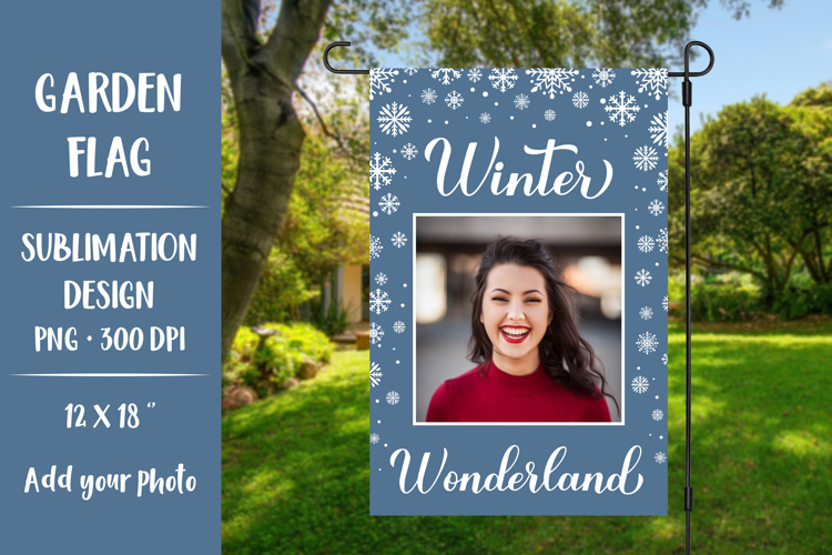 Winter Wonderland photo frame garden flag sublimation