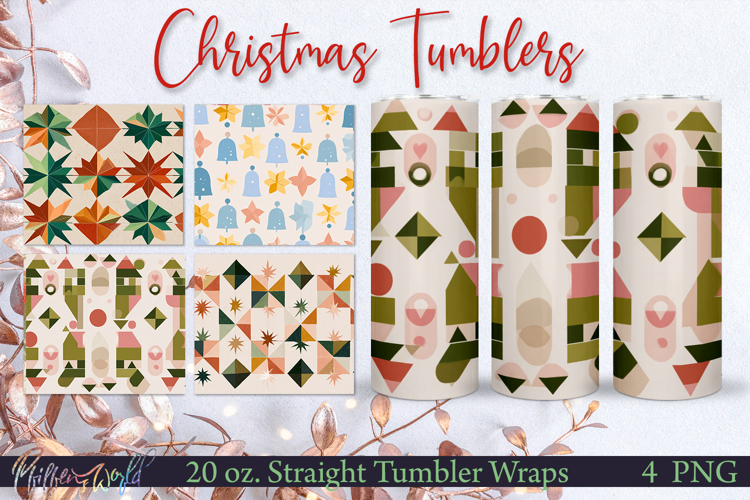 Winter Tumbler Wraps | mid century patterns | Christmas