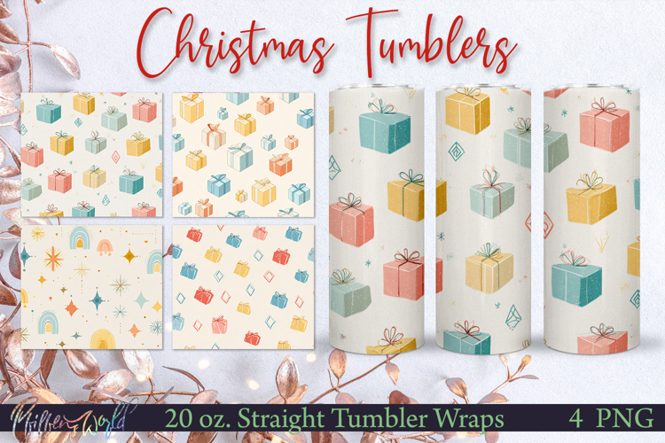 Winter Tumbler Wraps | mid century patterns | Christmas gift