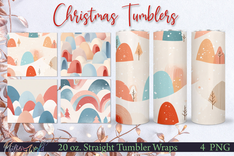 Winter Tumbler Wraps | mid century patterns | snowdrifts