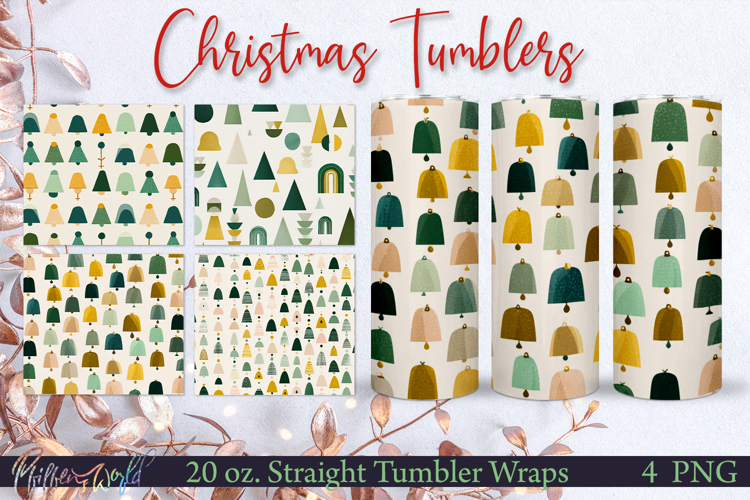 Winter Tumbler Wraps | mid century patterns | Christmas bell
