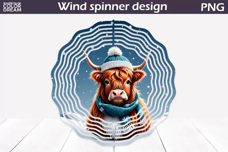 Highland Cow Wind Spinner | Winter Cow Wind Spinner