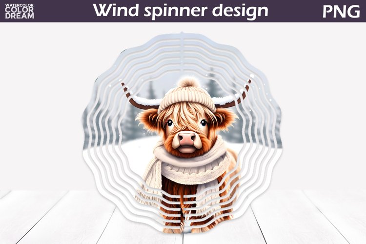 Highland Cow Wind Spinner | Winter Cow Wind Spinner example image 1