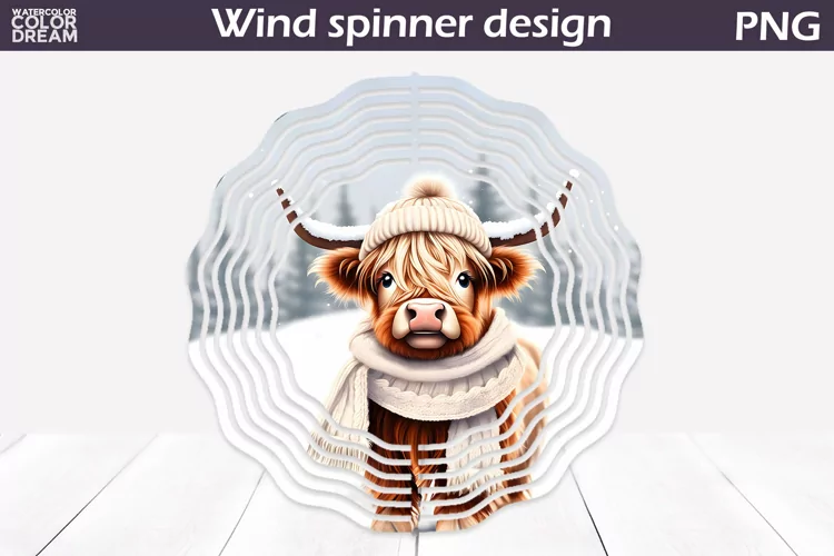 Highland Cow Wind Spinner | Winter Cow Wind Spinner