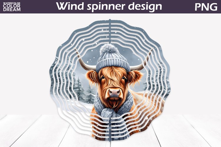 Highland Cow Wind Spinner | Winter Cow Wind Spinner
