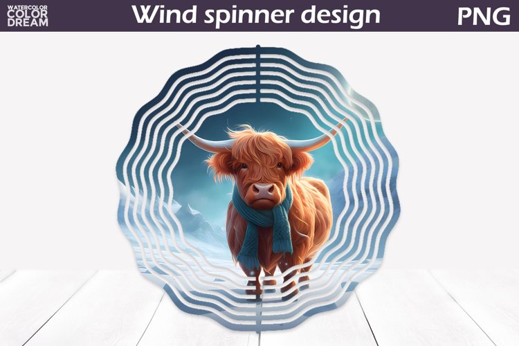 Highland Cow Wind Spinner | Winter Cow Wind Spinner example image 1