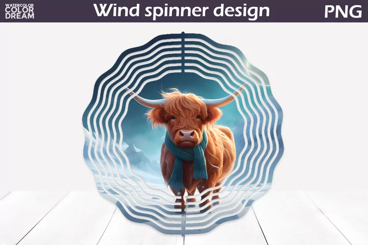 Highland Cow Wind Spinner | Winter Cow Wind Spinner