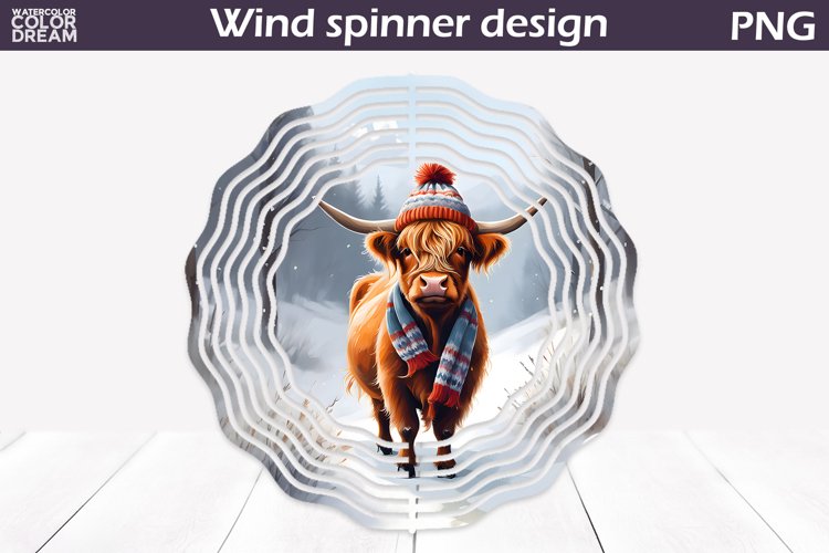 Highland Cow Wind Spinner | Winter Cow Wind Spinner example image 1