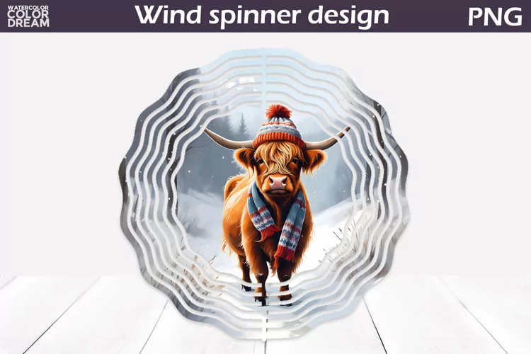 Highland Cow Wind Spinner | Winter Cow Wind Spinner