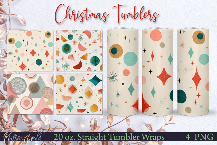 Winter Tumbler Wraps | mid century patterns | Bright