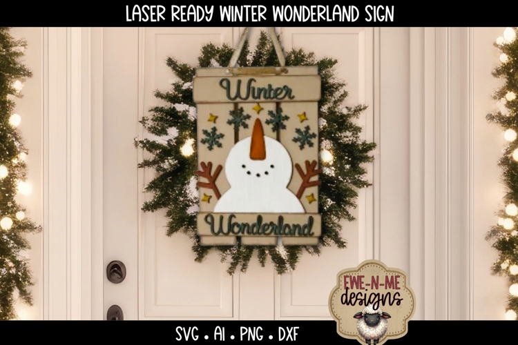 Snowman Winter Wonderland Sign Laser Ready SVG | Holiday SVG
