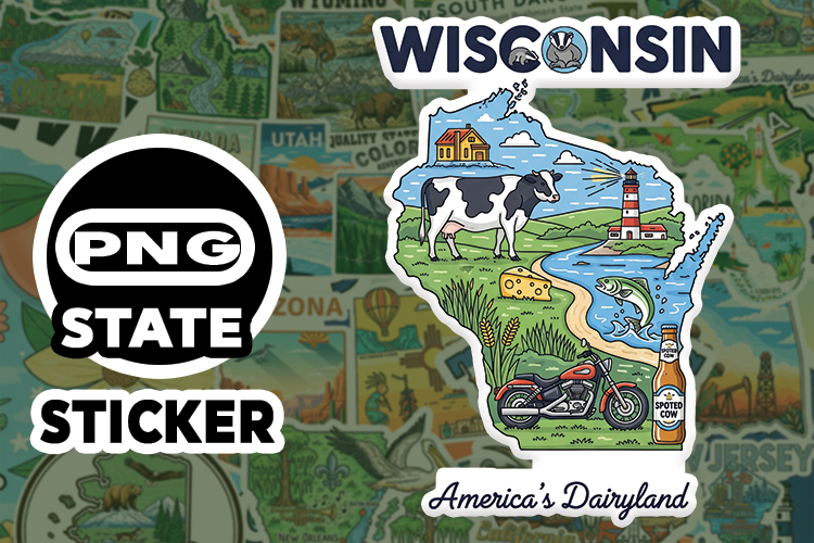 Wisconsin Sticker PNG SVG | State Outline Decal File