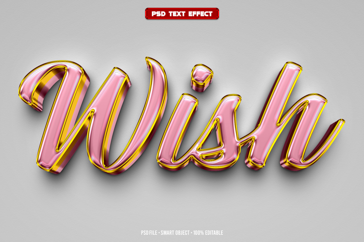 Wish 3D editable text effect