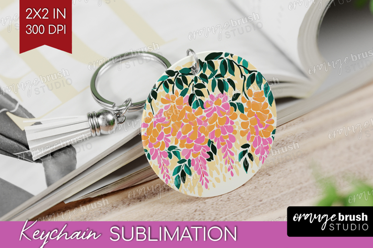 Wisteria Modern Floral Keychain PNG Sping Flower Keychain