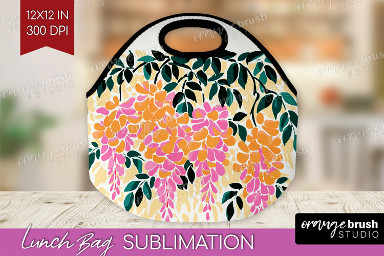 Wisteria Modern Floral Lunch Bag Sping Flower Lunch Bug PNG